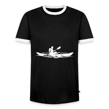 Kayaktouren Kanufahrer Kayak Boot - Männer Kontrast-T-Shirt - Schwarz/Weiß - Vorne - AI Model Female 172 light (172cm) & AI Model Male 178 light (178cm)