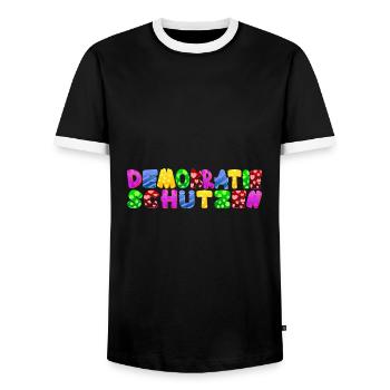 AfD stoppen gegen rechts Demokratie Vielfalt links - Männer Kontrast-T-Shirt - Schwarz/Weiß - Vorne - AI Model Female 172 light (172cm) & AI Model Male 178 light (178cm)