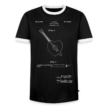 I love Gitarre Ukulele Herz Pfeil Patent Geschenk - Männer Kontrast-T-Shirt - Schwarz/Weiß - Vorne - AI Model Female 172 light (172cm) & AI Model Male 178 light (178cm)