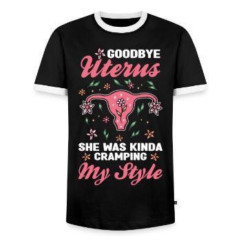 Hysterektomie - Männer Kontrast-T-Shirt - Schwarz/Weiß - Vorne - AI Model Female 172 light (172cm) & AI Model Male 178 light (178cm)