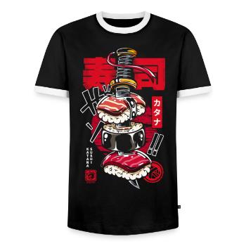 Japan katana vintage sushi - Men's Ringer Shirt - black/white - Front - AI Model Female 172 light (172cm) & AI Model Male 178 light (178cm)