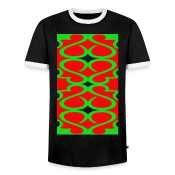 New Design - Men's Ringer Shirt - black/white - Front - AI Model Female 172 light (172cm) & AI Model Male 178 light (178cm)