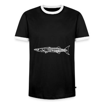 Barracuda Predator Elegant Fast Pike - Men's Ringer Shirt - black/white - Front - AI Model Female 172 light (172cm) & AI Model Male 178 light (178cm)