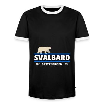 Svalbard Spitsbergen Norway coordinates Polar Bear - Men's Ringer Shirt - black/white - Front - AI Model Female 172 light (172cm) & AI Model Male 178 light (178cm)