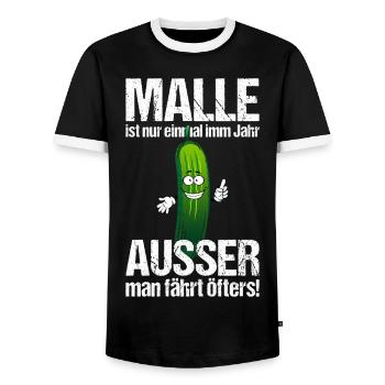 Malle Mallorca Gurke Bier Geschenk - Männer Kontrast-T-Shirt - Schwarz/Weiß - Vorne - AI Model Female 172 light (172cm) & AI Model Male 178 light (178cm)
