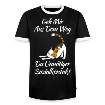 Katze Kater Katzen - Männer Kontrast-T-Shirt - Schwarz/Weiß - Vorne - AI Model Female 172 light (172cm) & AI Model Male 178 light (178cm)