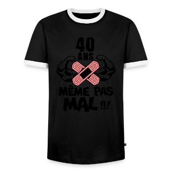 40 Jahre Geburtstag nicht einmal schlechte Muskel - Männer Kontrast-T-Shirt - Schwarz/Weiß - Vorne - AI Model Female 172 light (172cm) & AI Model Male 178 light (178cm)