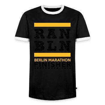 Berlin Marathon Finisher - Männer Kontrast-T-Shirt - Schwarz/Weiß - Vorne - AI Model Female 172 light (172cm) & AI Model Male 178 light (178cm)