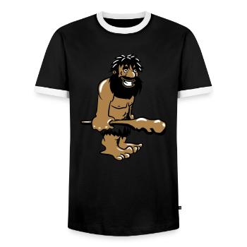 Steinzeitmensch höhlenmensch witzig fröhlich keule - Männer Kontrast-T-Shirt - Schwarz/Weiß - Vorne - AI Model Female 172 light (172cm) & AI Model Male 178 light (178cm)