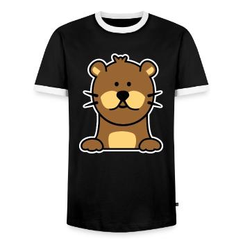 Otter - Männer Kontrast-T-Shirt - Schwarz/Weiß - Vorne - AI Model Female 172 light (172cm) & AI Model Male 178 light (178cm)