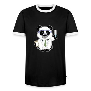 Panda comic Wissenschaftler Chemie Biologie - Männer Kontrast-T-Shirt - Schwarz/Weiß - Vorne - AI Model Female 172 light (172cm) & AI Model Male 178 light (178cm)