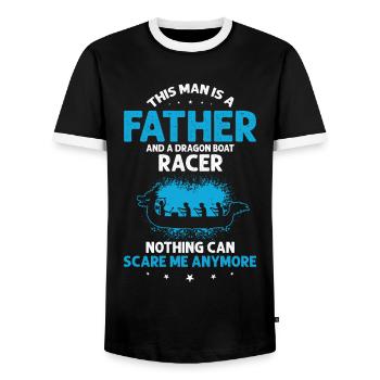 Dragon Boat and Dragon Boat Crew - Men's Ringer Shirt - black/white - Front - AI Model Female 172 light (172cm) & AI Model Male 178 light (178cm)