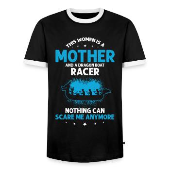 Dragon Boat Theme for Dragon Boat Paddling - Men's Ringer Shirt - black/white - Front - AI Model Female 172 light (172cm) & AI Model Male 178 light (178cm)