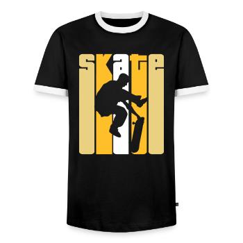 Skate Retro - Skater - Skateboard - Skateboarder - T-shirt contrasté Homme - noir/blanc - Devant - AI Model Female 172 light (172cm) & AI Model Male 178 light (178cm)