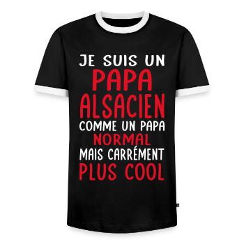 Papa Alsacien comme un papa normal plus cool - T-shirt contrasté Homme - noir/blanc - Devant - AI Model Female 172 light (172cm) & AI Model Male 178 light (178cm)