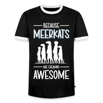 Meerkats Animals Funny - Men's Ringer Shirt - black/white - Front - AI Model Female 172 light (172cm) & AI Model Male 178 light (178cm)