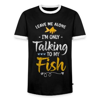 Aquarium Aquarists Pets Ornamental fish - Men's Ringer Shirt - black/white - Front - AI Model Female 172 light (172cm) & AI Model Male 178 light (178cm)
