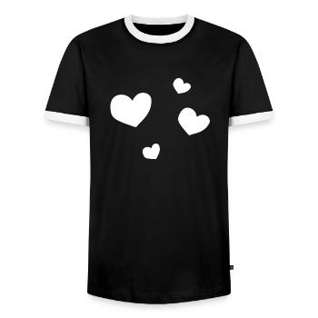 quatre cœurs - T-shirt contrasté Homme - noir/blanc - Devant - AI Model Female 172 light (172cm) & AI Model Male 178 light (178cm)
