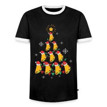 Fast Food Lover Taco Christmas Tree - Männer Kontrast-T-Shirt - Schwarz/Weiß - Vorne - AI Model Female 172 light (172cm) & AI Model Male 178 light (178cm)