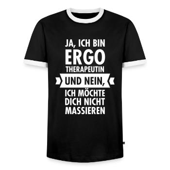 Ergotherapeutin Massage - Men's Ringer Shirt - black/white - Front - AI Model Female 172 light (172cm) & AI Model Male 178 light (178cm)