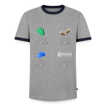pour réchauffer mon cœur (Bach) - T-shirt contrasté Homme - gris/marine  - Devant - AI Model Female 172 light (172cm) & AI Model Male 178 light (178cm)
