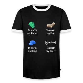 pour réchauffer mon cœur (Bach) - T-shirt contrasté Homme - noir/blanc - Devant - AI Model Female 172 light (172cm) & AI Model Male 178 light (178cm)