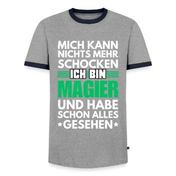 Non-Shockable Mage - Men's Ringer Shirt - grey/navy  - Front - AI Model Female 172 light (172cm) & AI Model Male 178 light (178cm)