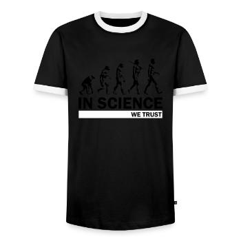 Evolution de la science - T-shirt contrasté Homme - noir/blanc - Devant - AI Model Female 172 light (172cm) & AI Model Male 178 light (178cm)