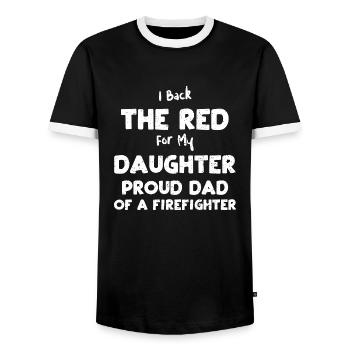 Je soutiens le rouge pour ma fille p... - T-shirt contrasté Homme - noir/blanc - Devant - AI Model Female 172 light (172cm) & AI Model Male 178 light (178cm)