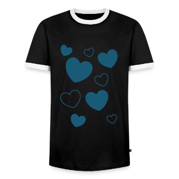 Cadeau pour la fête des mères : Idée de cadeau pour la fête des mères - T-shirt contrasté Homme - noir/blanc - Devant - AI Model Female 172 light (172cm) & AI Model Male 178 light (178cm)