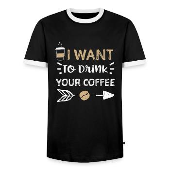 Je veux boire ton café - T-shirt contrasté Homme - noir/blanc - Devant - AI Model Female 172 light (172cm) & AI Model Male 178 light (178cm)