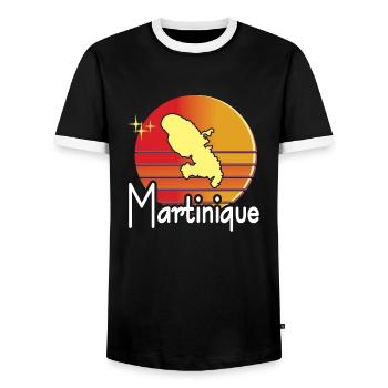 belle idée de Cadeau Original de la Martinique - T-shirt contrasté Homme - noir/blanc - Devant - AI Model Female 172 light (172cm) & AI Model Male 178 light (178cm)