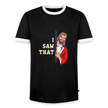 Jesus Meme Ich sah, dass Sarkasmus - Männer Kontrast-T-Shirt - Schwarz/Weiß - Vorne - AI Model Female 172 light (172cm) & AI Model Male 178 light (178cm)