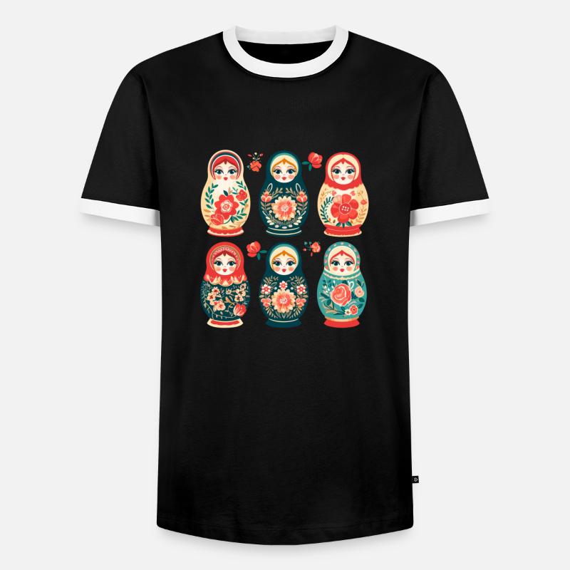 Russian nesting doll - Men's Ringer Shirt - black/white