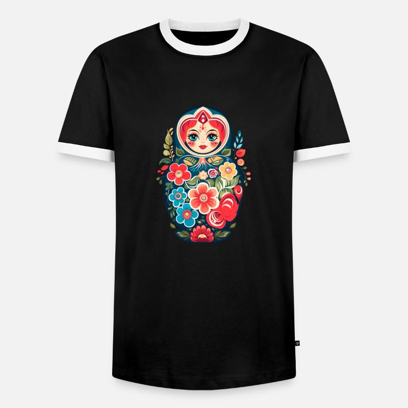 Russian nesting doll - Men's Ringer Shirt - black/white