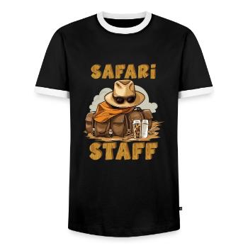 Safari Staff Zoo Keeper Themed - Men's Ringer Shirt - black/white - Front - AI Model Female 172 light (172cm) & AI Model Male 178 light (178cm)