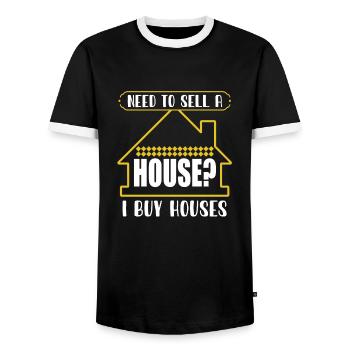 Do you need a house to sell I'm buying - Men's Ringer Shirt - black/white - Front - AI Model Female 172 light (172cm) & AI Model Male 178 light (178cm)
