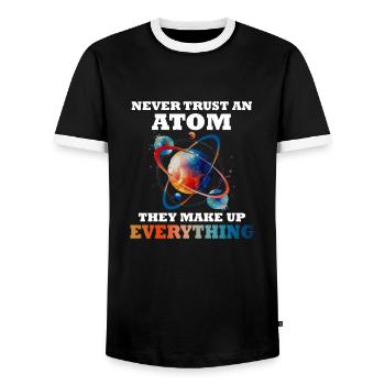Traue Niemals Einem Atom - Sie Erfinden Alles - Männer Kontrast-T-Shirt - Schwarz/Weiß - Vorne - AI Model Female 172 light (172cm) & AI Model Male 178 light (178cm)