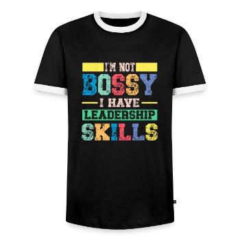 Ich Bin Nicht Herrisch Ich Habe Führungskompetenz - Männer Kontrast-T-Shirt - Schwarz/Weiß - Vorne - AI Model Female 172 light (172cm) & AI Model Male 178 light (178cm)