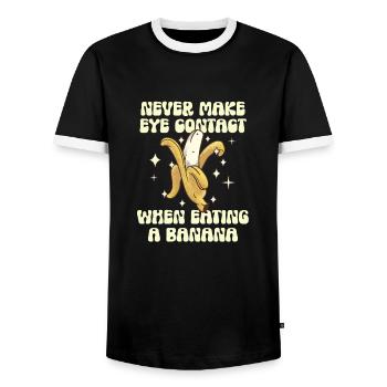 Never make eye contact when eating bananas - Men's Ringer Shirt - black/white - Front - AI Model Female 172 light (172cm) & AI Model Male 178 light (178cm)