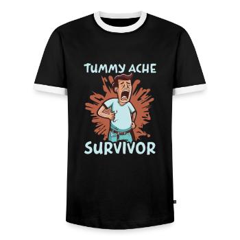Bauchschmerzen Überlebender Stark und Tapfer - Männer Kontrast-T-Shirt - Schwarz/Weiß - Vorne - AI Model Female 172 light (172cm) & AI Model Male 178 light (178cm)