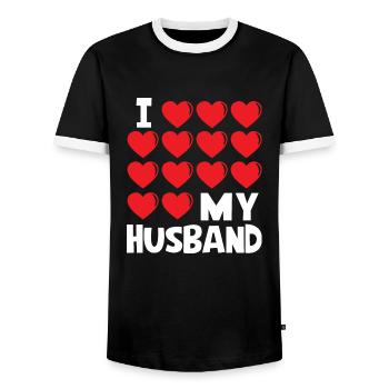 J'aime mon mari - T-shirt contrasté Homme - noir/blanc - Devant - AI Model Female 172 light (172cm) & AI Model Male 178 light (178cm)