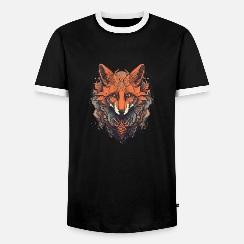 Fuchs - Männer Kontrast-T-Shirt - Schwarz/Weiß