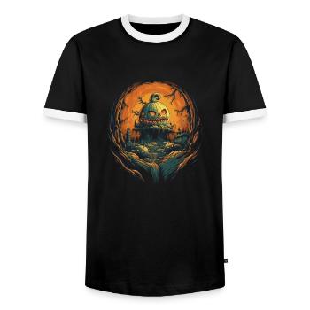 Halloween - Men's Ringer Shirt - black/white - Front - AI Model Female 172 light (172cm) & AI Model Male 178 light (178cm)