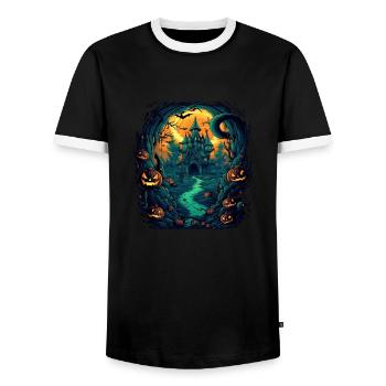 Halloween - Men's Ringer Shirt - black/white - Front - AI Model Female 172 light (172cm) & AI Model Male 178 light (178cm)