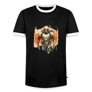 Mecha - Männer Kontrast-T-Shirt - Schwarz/Weiß - Vorne - AI Model Female 172 light (172cm) & AI Model Male 178 light (178cm)