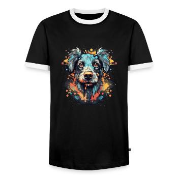 Chien - T-shirt contrasté Homme - noir/blanc - Devant - AI Model Female 172 light (172cm) & AI Model Male 178 light (178cm)