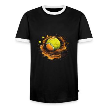 Tennis ball - Männer Kontrast-T-Shirt - Schwarz/Weiß - Vorne - AI Model Female 172 light (172cm) & AI Model Male 178 light (178cm)