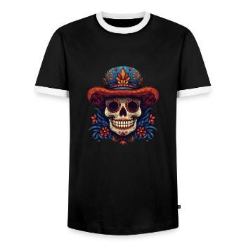 Cinco de Mayo Skull - Männer Kontrast-T-Shirt - Schwarz/Weiß - Vorne - AI Model Female 172 light (172cm) & AI Model Male 178 light (178cm)