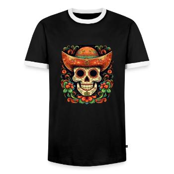 Cinco de Mayo Skull - Männer Kontrast-T-Shirt - Schwarz/Weiß - Vorne - AI Model Female 172 light (172cm) & AI Model Male 178 light (178cm)